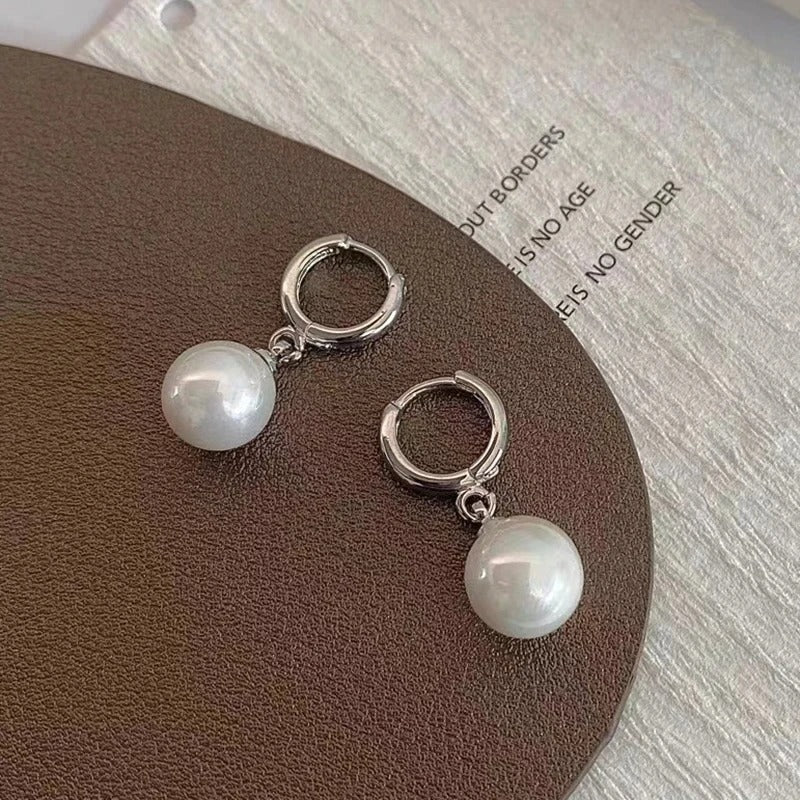 New Vintage Circle Drop Earrings Baroque Pearl Earrings Gold Color Round Ear clip Women Temperament Elegant Jewelry Party Gifts