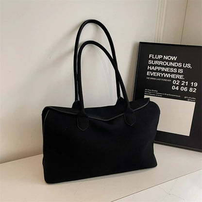 Women’s Business Faux Suede Briefcase Tote Large Capacity Handbag