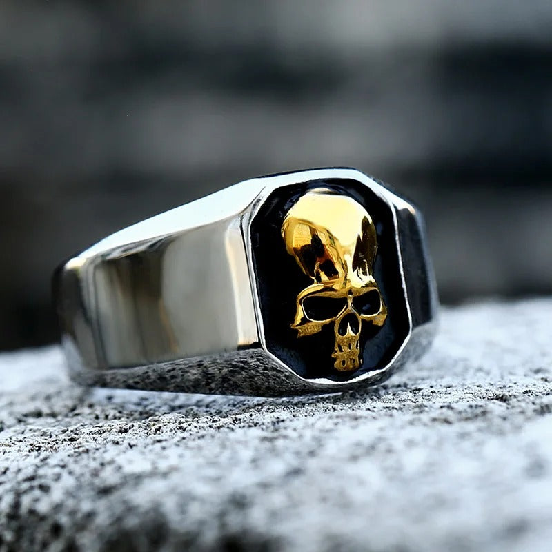 BEIER Skull Skeleton Ring Stainless Steel Gothic Punk Jewelry for Men