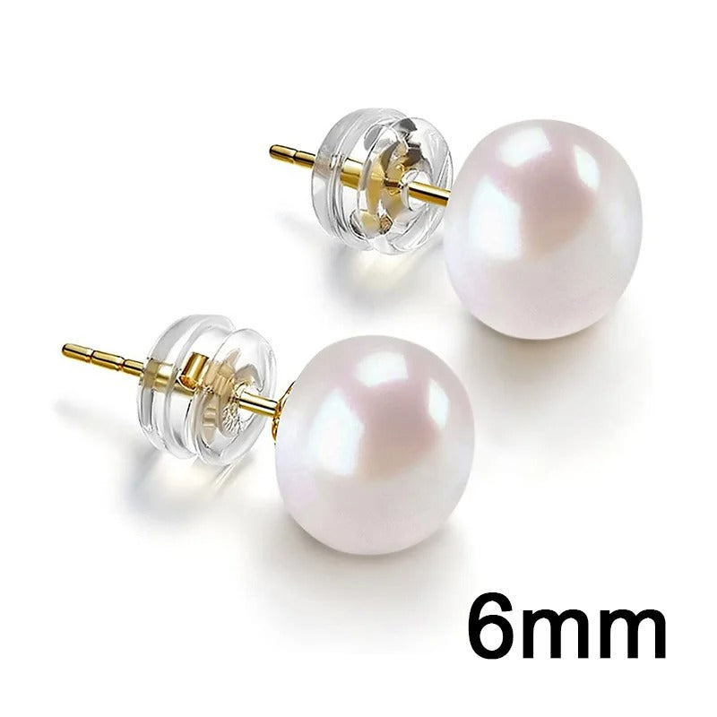 Round Simulated Pearl Stud Earrings for Women Minimalist Classic Jewelry