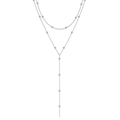Women’s Metal Geometric Bead Double Layer Necklace