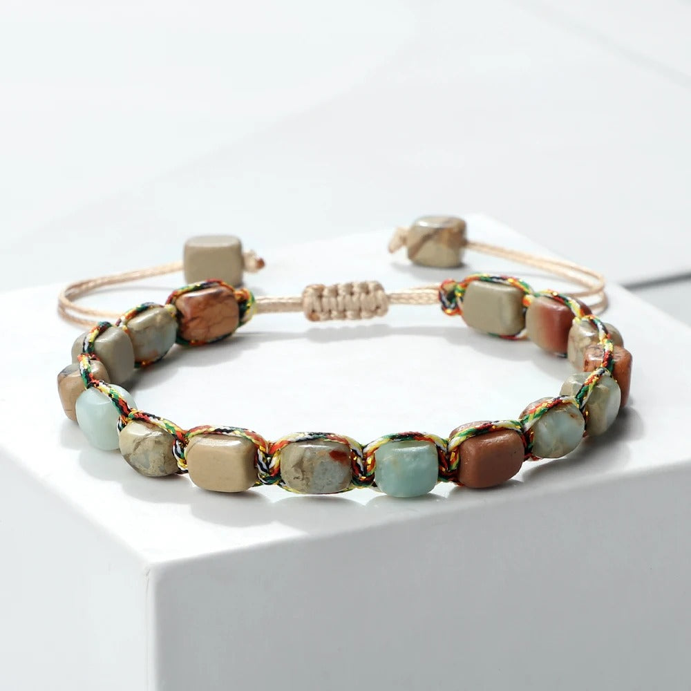 Emperor Stone Bracelets & Bangles For Women Men Natural Rectangular Stones Chakra Bracelets Female Wrist Jewelry