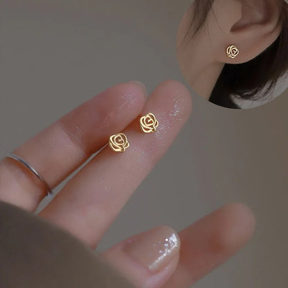 Silver Needle Simple Shiny Zircon Earrings Gold Plating Jewelry Crystal Stud Earrings Women.