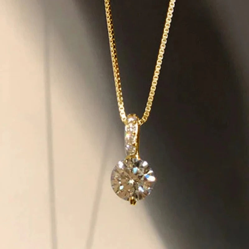 ]Eternity Pendant Necklace with Round Cubic Zirconia Simple and Elegant Women's Accessories for Wedding Classic Jewelry
