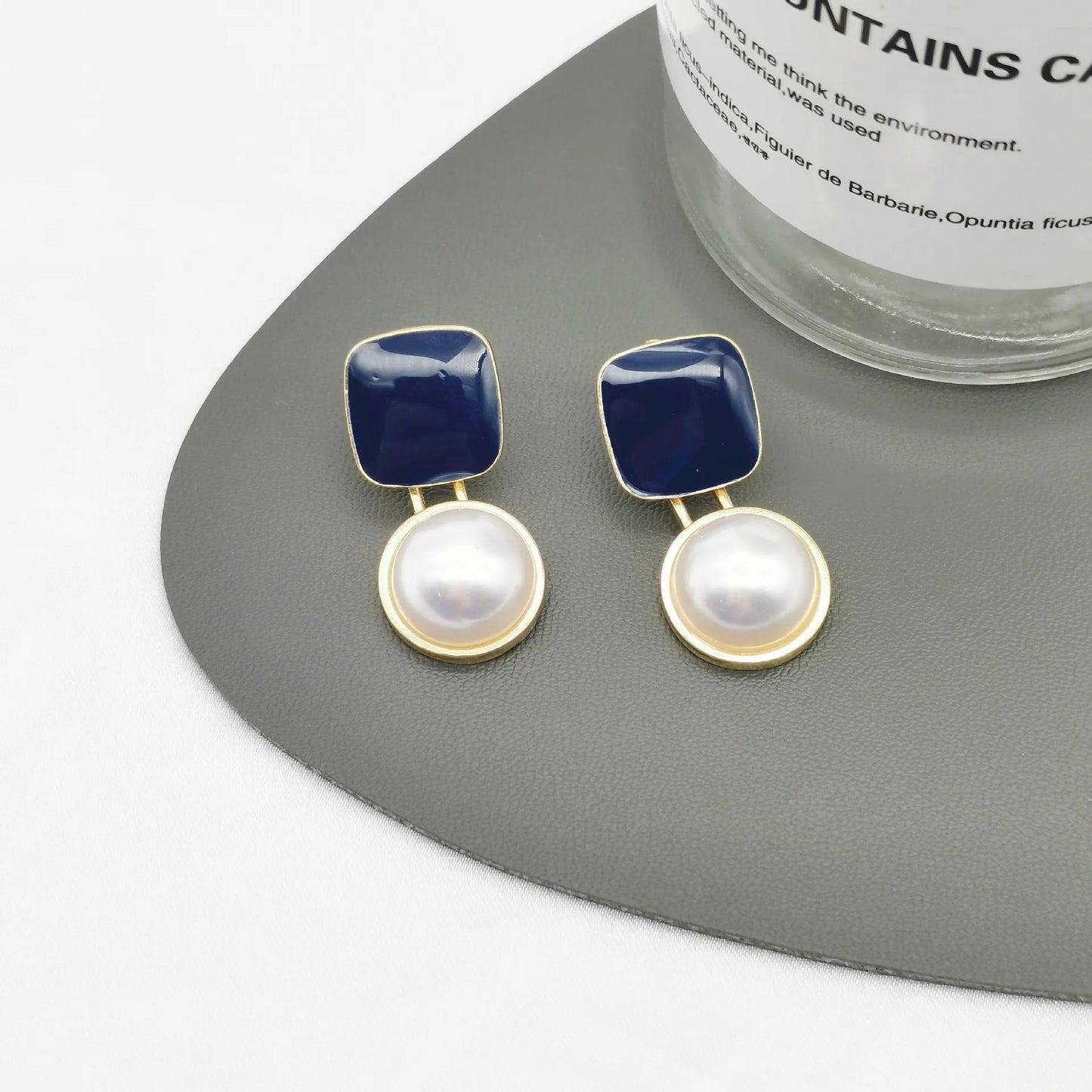 Vintage Square Earrings 925 Silver Red Blue Korean Fashion Jewelry