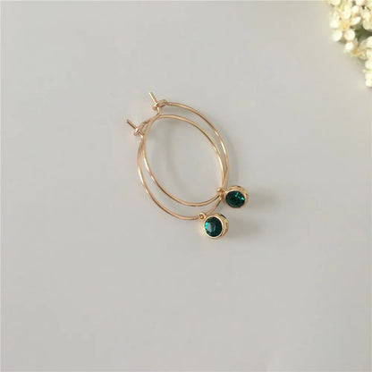 Korean Style Gold Hoop Earrings Women Small Stone Charm Jewelry