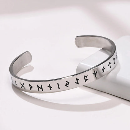 Viking Bracelets for Men Nordic Viking Rune Letters Amulet Cuff Bangle Vintage Punk Rock Boy Wristband