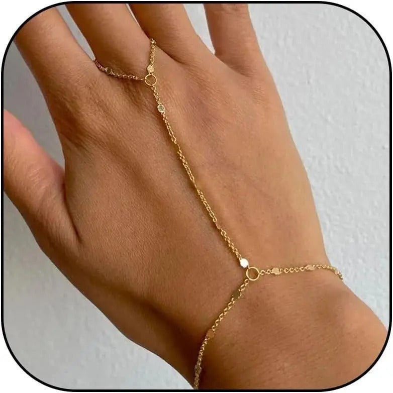 Adjustable Hand Chain Ring Bracelet Women’s Zircon Finger Jewelry