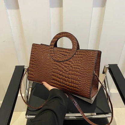 Women’s Green Crocodile PU Leather Shoulder Bag