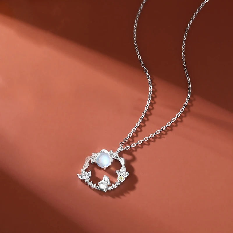 European S925 Sterling Silver Necklace AAA CZ Rabbit For Women Birthday Party Gift Jewelry