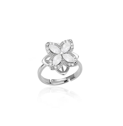 Zircon Heart Clover Fidget Ring Anti-Stress Jewelry for Women