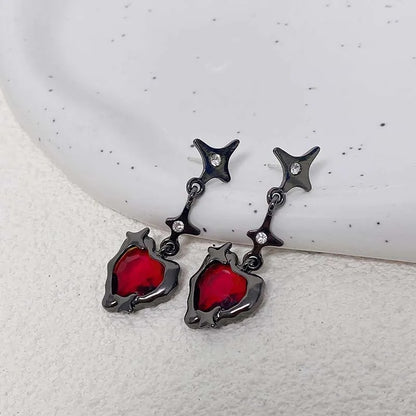Romantic Heart Earrings for Women Colorful Zircon Accessories