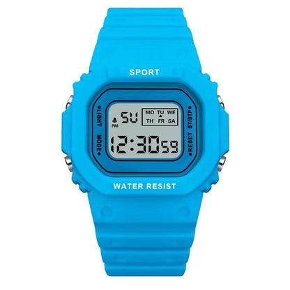 Sports Watch Girls Student LED Electronic Watch Colorful Women Square Digital Watches Waterproof Rubber Clock