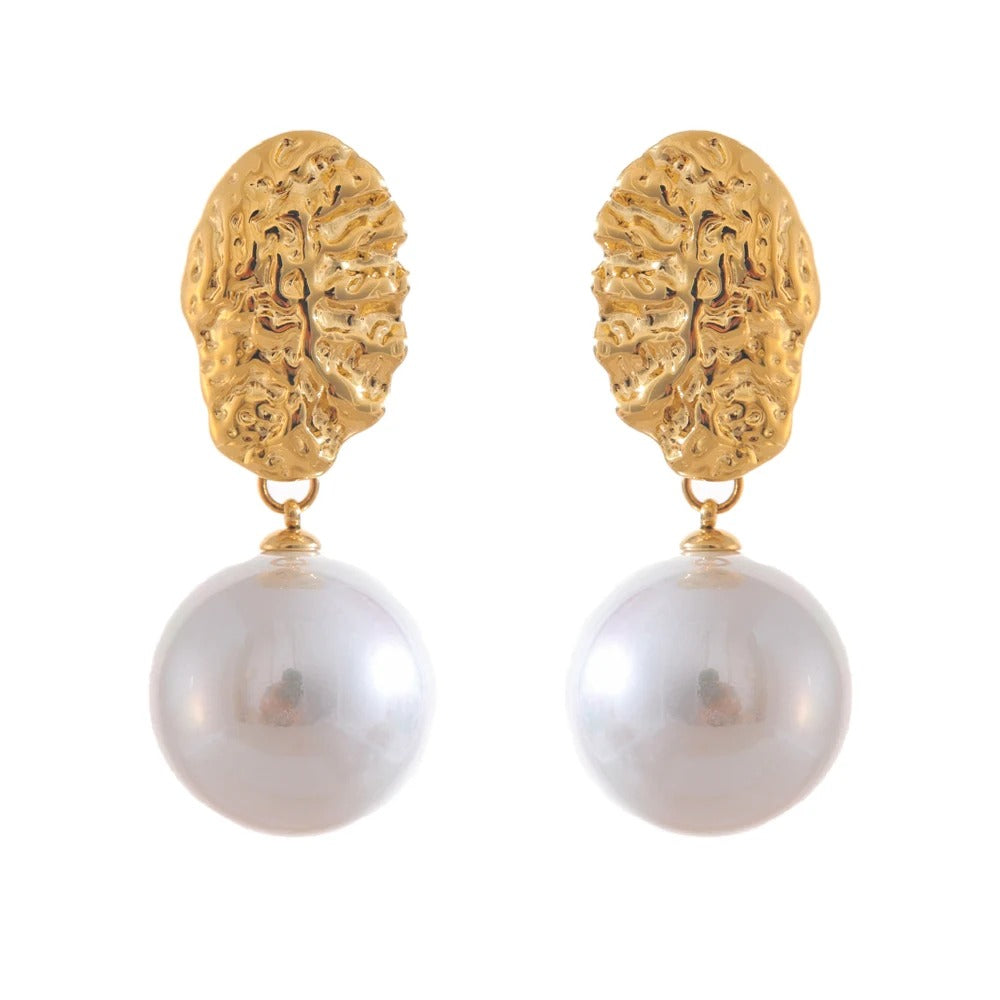Simulated Pearl Round Drop Earrings Women Korean Style Jewelry