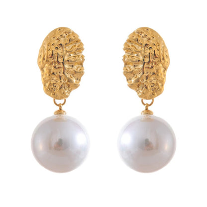 Simulated Pearl Round Drop Earrings Women Korean Style Jewelry