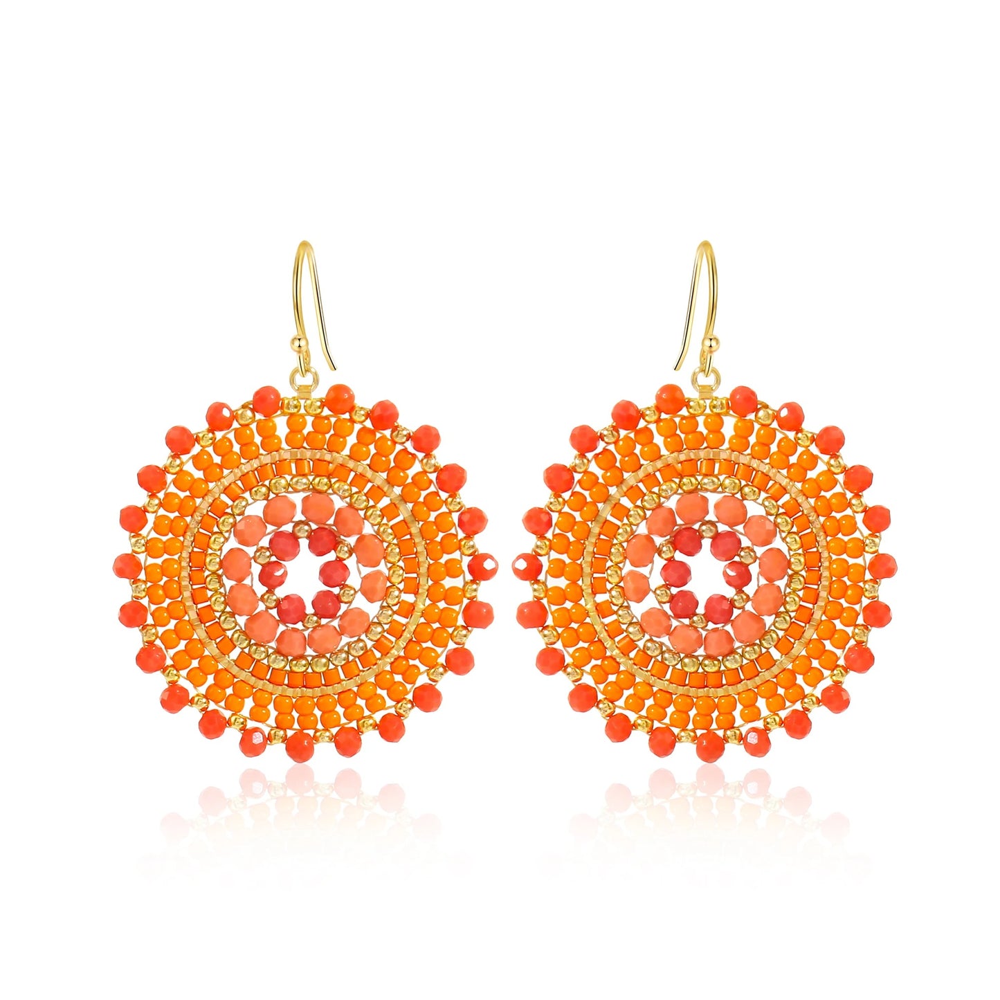 Handmade Crochet Crystal & Seed Beads Drop Earrings Women
