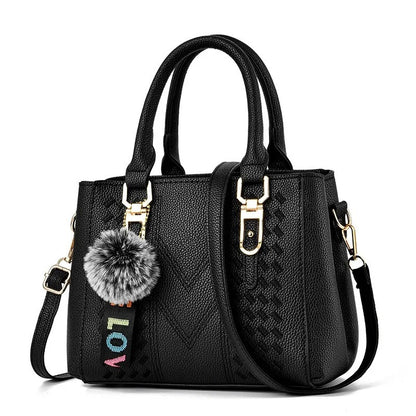 Women’s Fashion Shoulder Bag with Hairball Pendant