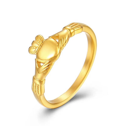 Stainless Steel Irish Claddagh Ring Heart Crown Wedding Band