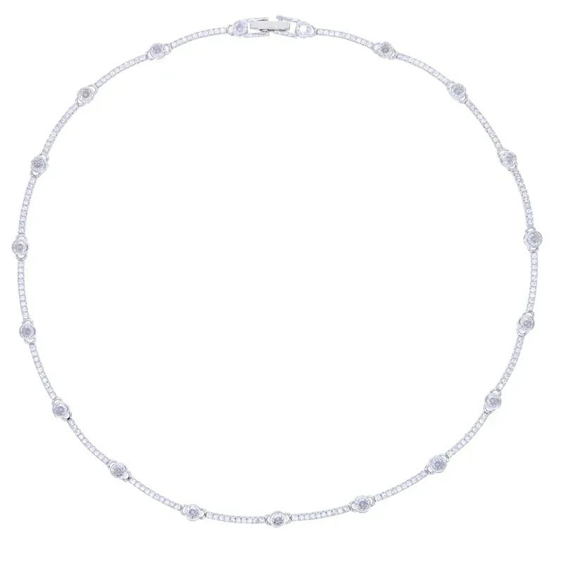 2025 High Quality Fashion 5A Cubic Zirconia CZ Bar Band Charm Tennis Chain Gold Plated Choker Necklace For Luxury Women Jewelry