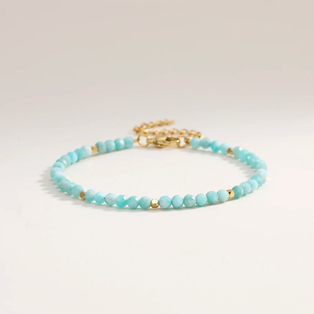 Faceted African Nature Stone Bracelet Women Gold Plated Jewelry