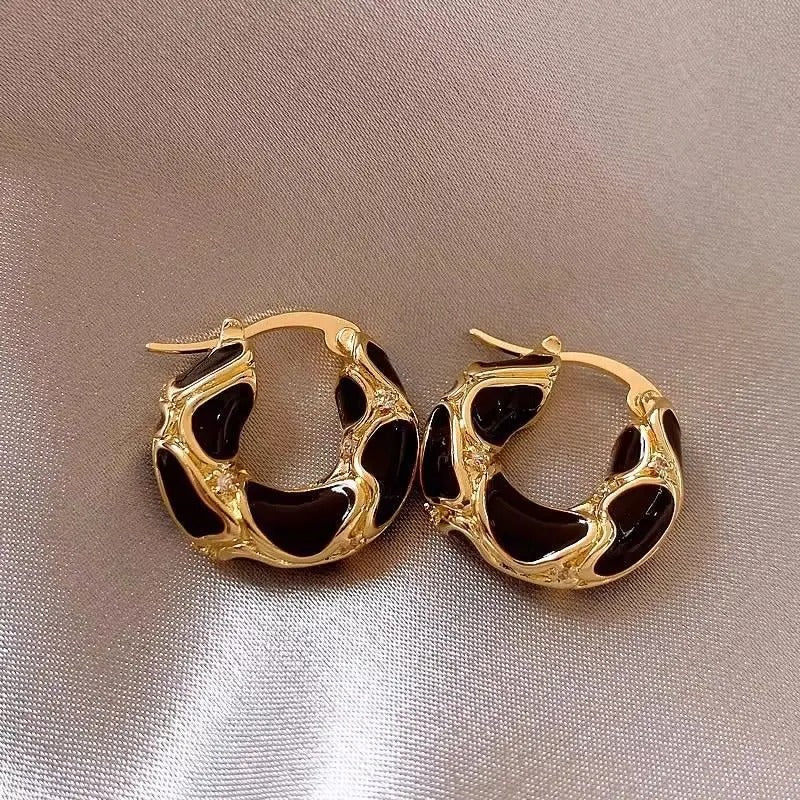 Stainless Steel Hoop Earrings for Women Girls Trendy Enamel Jewelry Gift