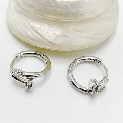925 Silver Plated Zircon Round Hoop Earrings – Minimalist Shiny Jewelry for Women