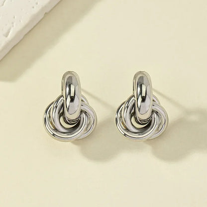 Gold & Silver Knot Hoop Earrings for Women Trendy Daily Jewelry