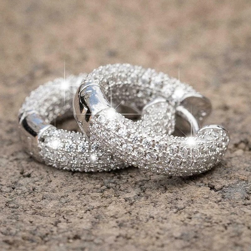 Luxury Women Small Hoop Earrings Dazzling Micro Paved Stones Jewelry