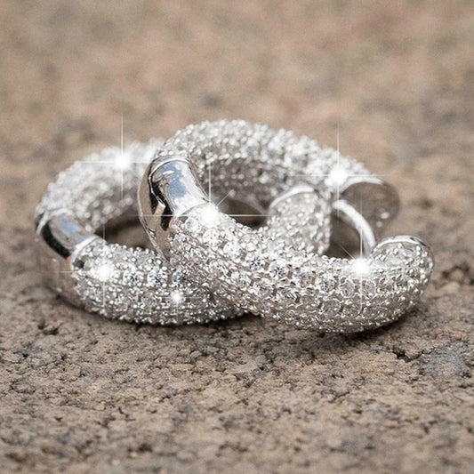 Luxury Women Small Hoop Earrings Dazzling Micro Paved Stones Jewelry