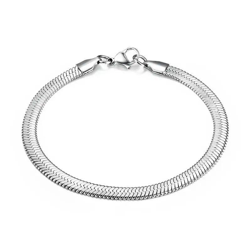 Stainless Steel Snake Chain Bracelet Gold Charm for Men & Women