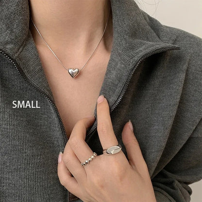 Trendy 925 Sterling Silver Heart Choker Necklace Romantic Gift