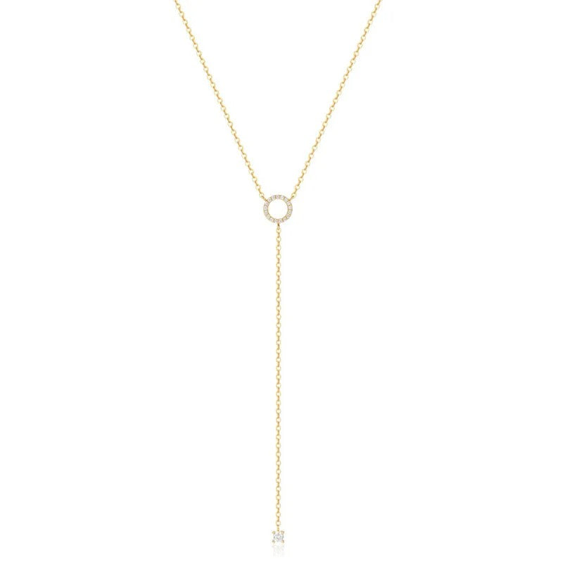 Silver Double Circle Choker Women’s Zircon Pendant Necklace