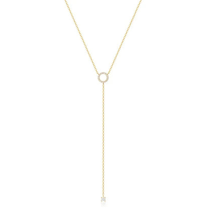Silver Double Circle Choker Women’s Zircon Pendant Necklace