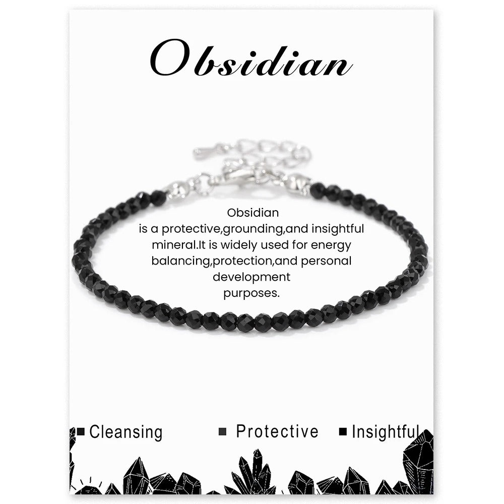 Amethyst & Quartz Faceted Stone Bracelet Reiki Healing Jewelry