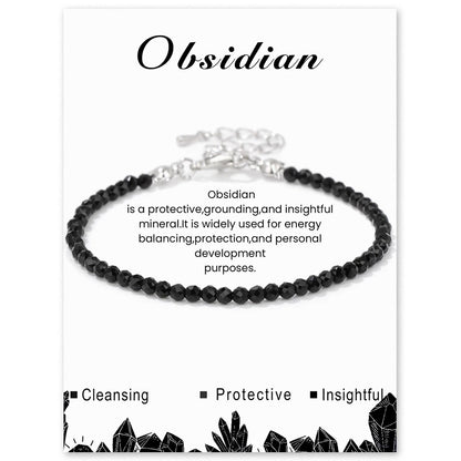 Amethyst & Quartz Faceted Stone Bracelet Reiki Healing Jewelry