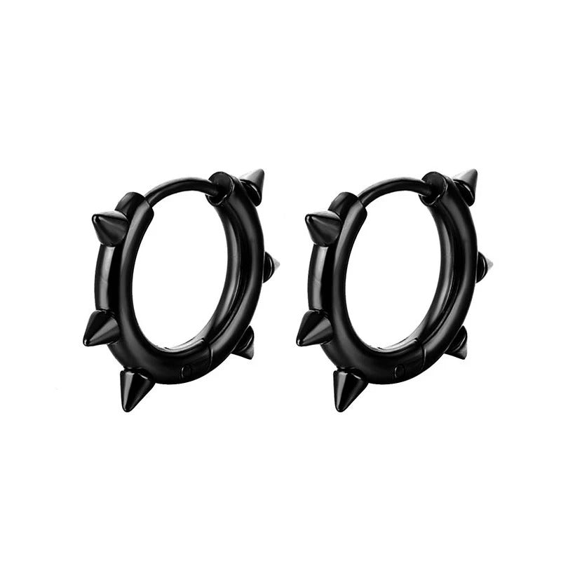Gothic Rock Hiphop Spike Hoop Earrings Stainless Steel Unisex