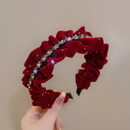 Velvet Rhinestone Headband Women Luxury Vintage Hair Accessory