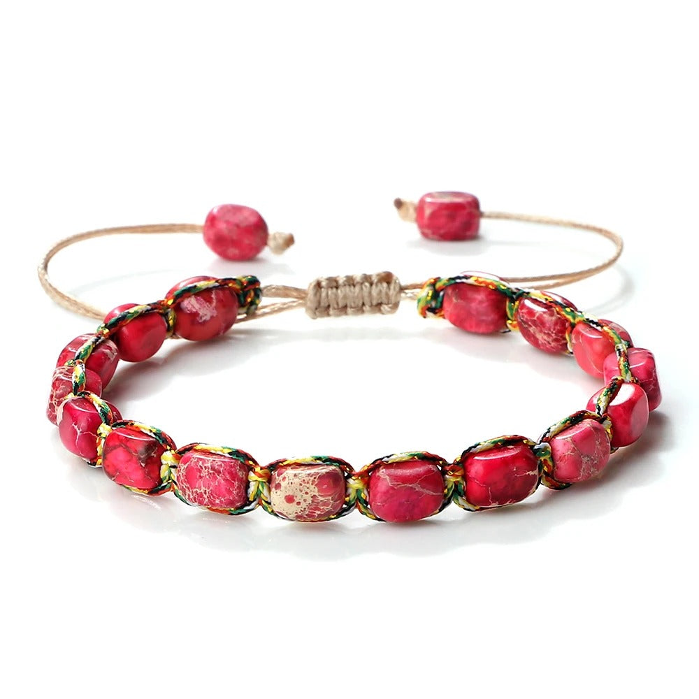 Handmade Emperor Stone Bracelet  Beaded Boho Yoga Charm Braided Rope Bracelets Bangle Women Men Fashion Wristband Jewelry