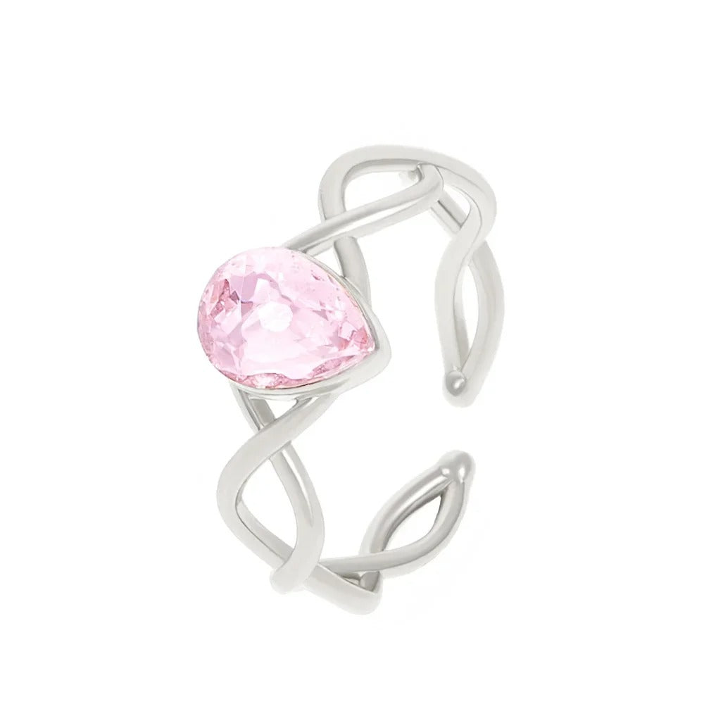 Fashion Zircon Open Women Elegant Light Luxury Adjustable Opening Ring Wedding Party Jewelry