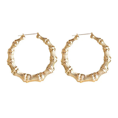 Large Bamboo Hoop Earrings for Women Summer Fashion Jewelry
