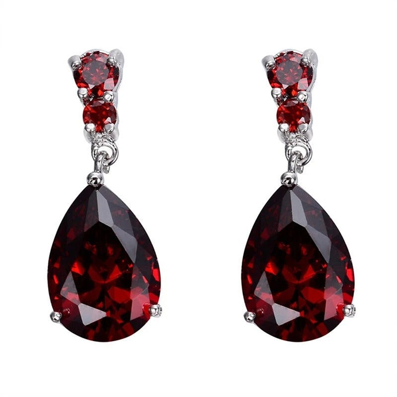 Light Luxury Dangle Earrings For Women Purple Crystal Floral Pattern Drops Earrings Elegant Banquet Jewelry