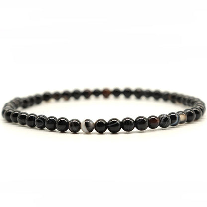Minimalist Black Agate Bead Bracelet Men Natural Stone Jewelry