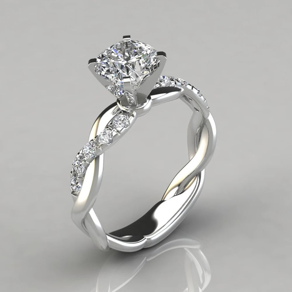 Luxury Cross Style Crystal Engagement Ring AAA Cubic Zirconia