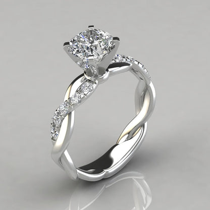 Luxury Cross Style Crystal Engagement Ring AAA Cubic Zirconia