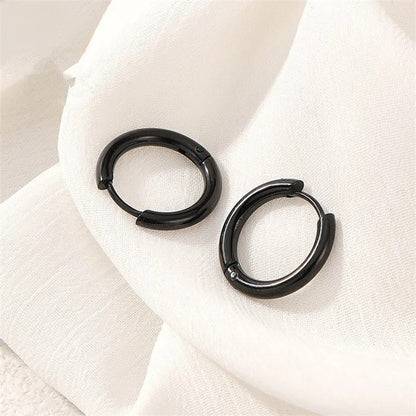 5pcs Set – Stainless Steel Circle Hoop Earrings for Women & Girls | Black, Gold, Silver Color