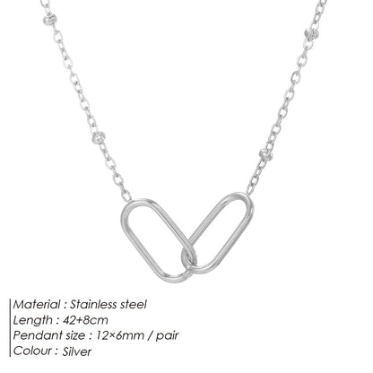 eManco Stainless Steel Necklace Double Pendant Simple Jewelry for Women