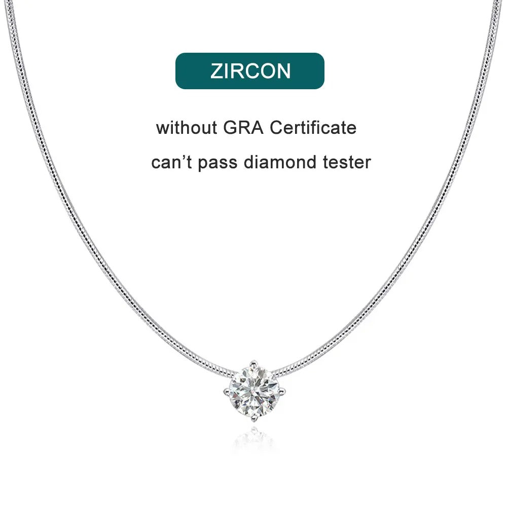 Moissanite Pandent Necklace s925 Sterling Silver Plated 18k White Gold GRA Certified Dainty Necklaces for Women