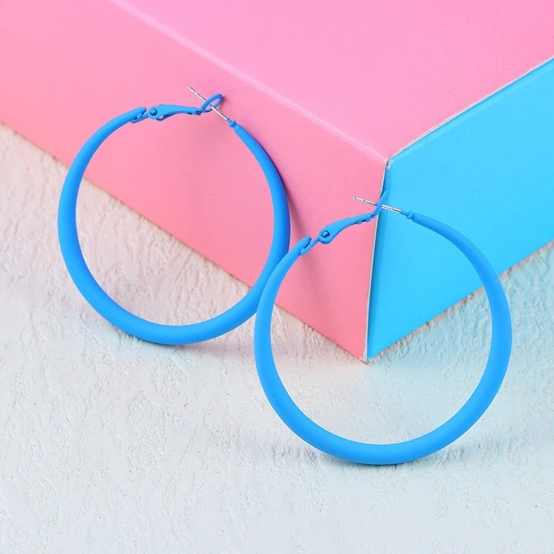 Red Big Round Hoop Earrings for Women Trendy Simple Hyperbole Geometric Circle Huggie Loop Jewelry