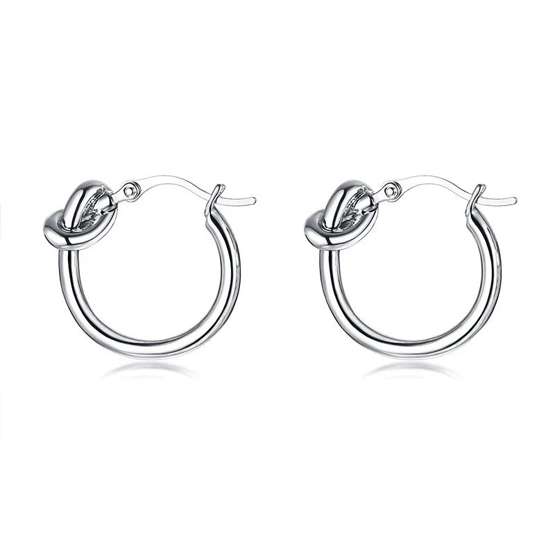 Gold Color Knot Hoop Earrings for Women Lady Wedding Birthday Party Gift Jewelry
