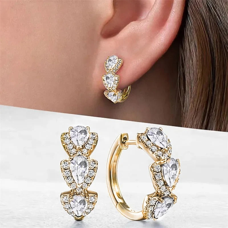 Luxury Blue CZ Hoop Earrings Trendy Wedding & Anniversary Gift